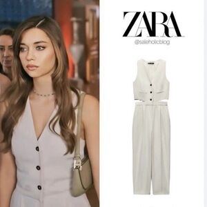 Zara White Sleeveless Jumpsuit